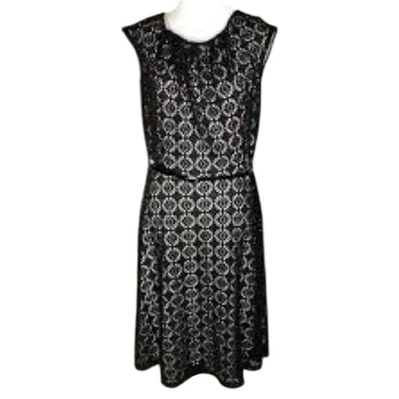 Dress barn Dresses & Skirts - Dressbarn Black Crochet Lace Fit & Flare Dress Belted NWT Size 4